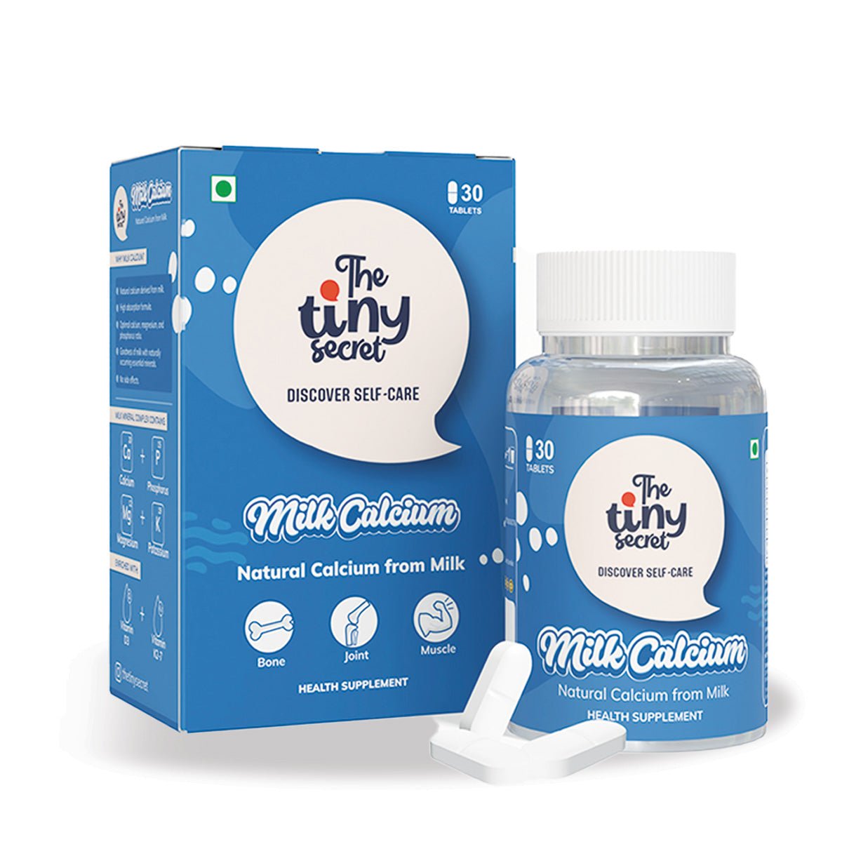 Natural Milk Calcium | For Bone and Joint Health | 60 Tablets | Pack of 1 - The Tiny Secret