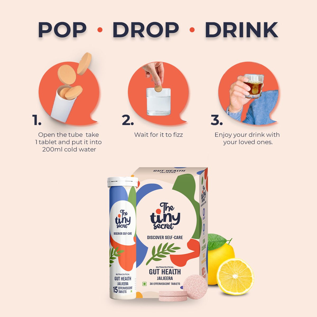 Gut Health Probiotic Effervescent Tablets | 30 Effevescent Tablets | Pack of 1 - The Tiny Secret