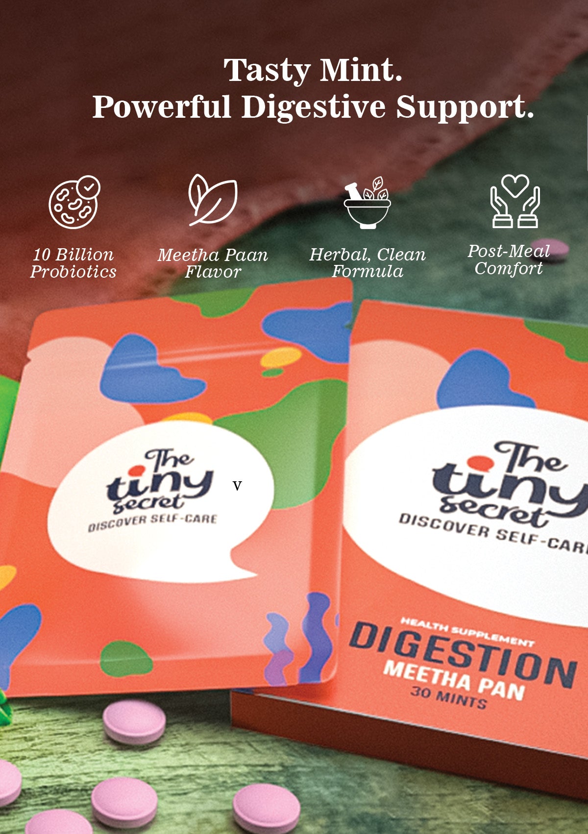 TTS Digestive Mints | Meetha Paan Flavored | 10 Billion Probiotics for Gut Health