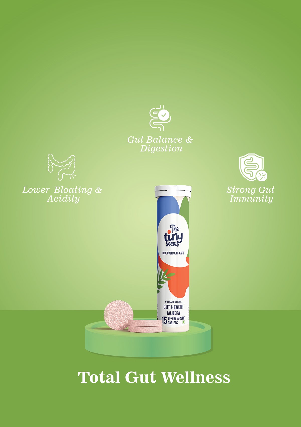 TTS Gut Health | 30 Effervescent Tablets | 10 Billion Probiotics | Jal Jeera Flavour