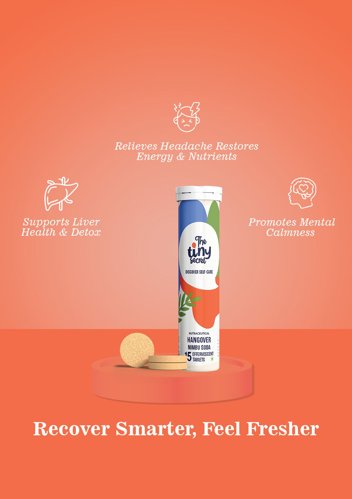 TTS Hangover Effervescent Tablets | Herbal Nimbu Soda for Recovery