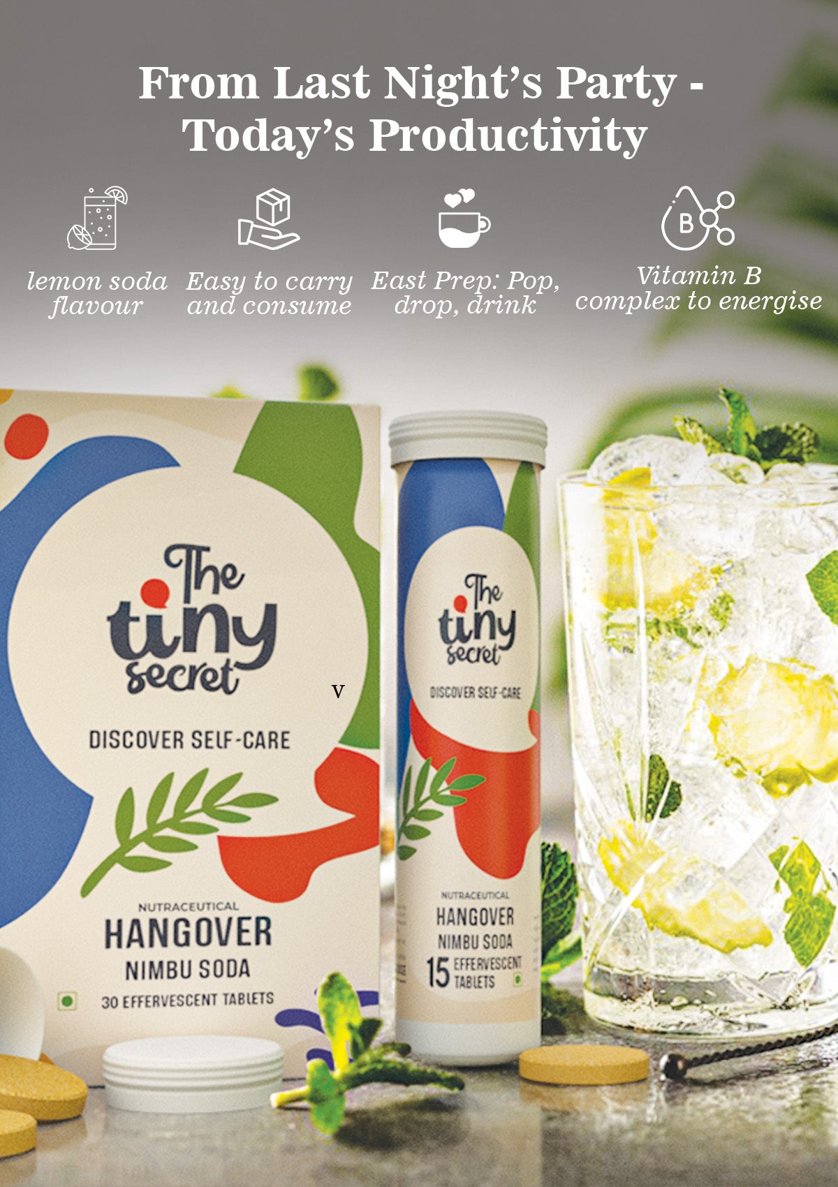 TTS Hangover Effervescent Tablets | Herbal Nimbu Soda for Recovery