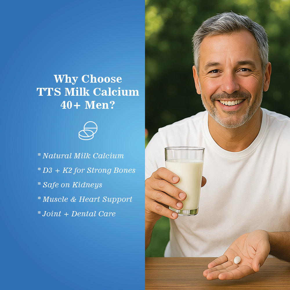 Milk Calcium Tablets for 40+ Men| For Better Bone Health| 30 Tablets