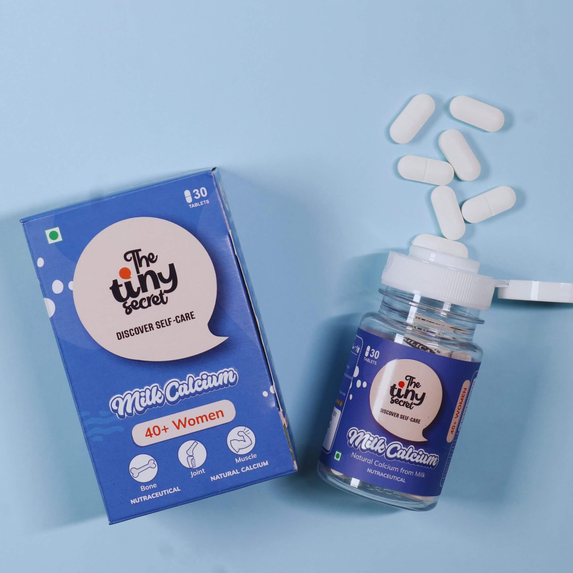 Natural Milk Calcium 40+ Women | Vitamin D3, K2-7 & Isoflavones | 30 Tablets