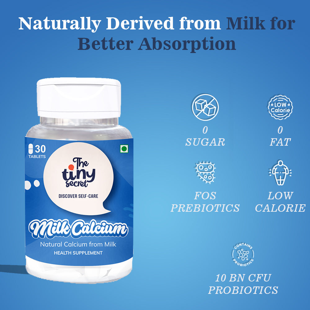 Milk Calcium Tablets | For Bone and Joints Health | 30 Tablets | Pack of 1 | The Tiny Secret