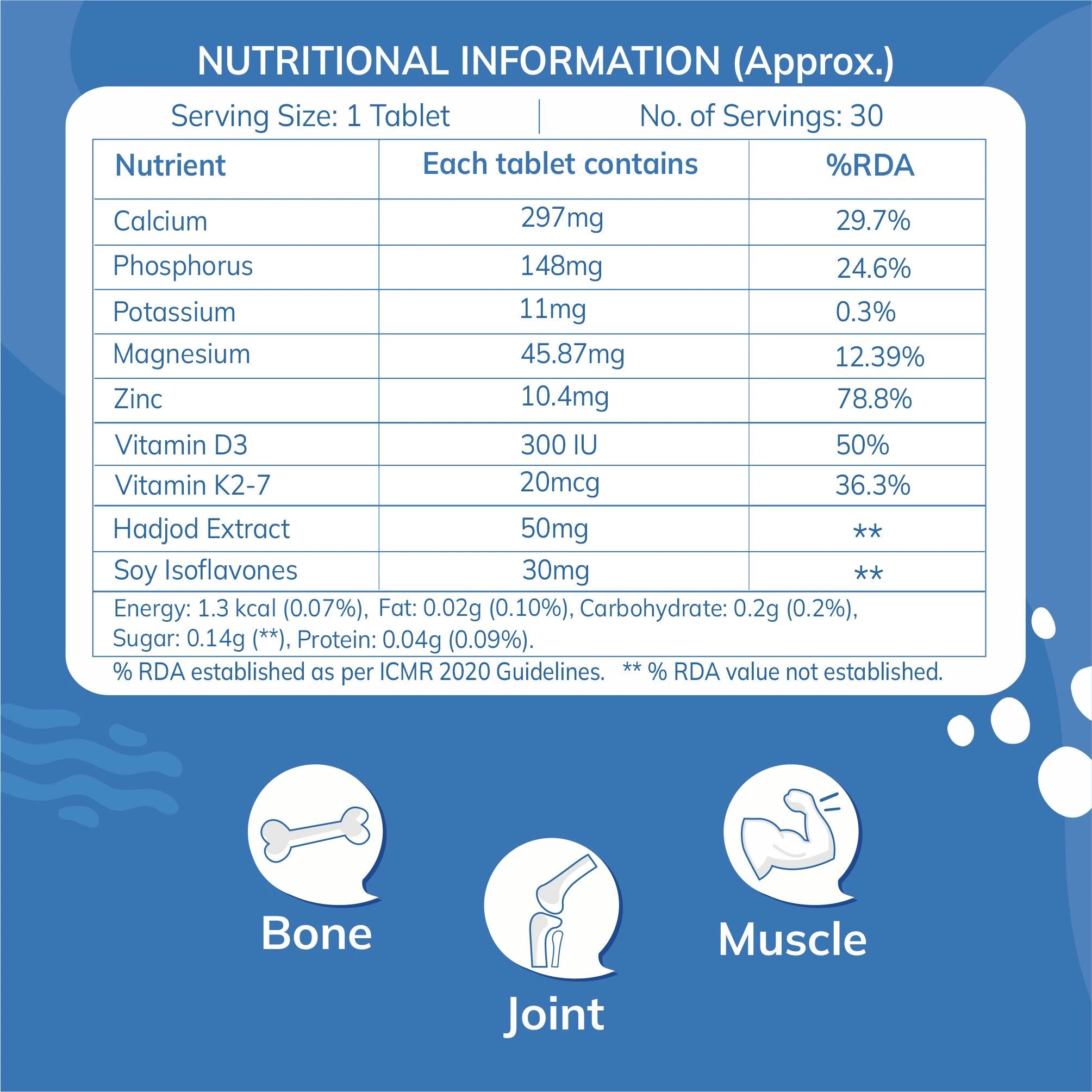 Natural Milk Calcium 40+ Women | Vitamin D3, K2-7 & Isoflavones | 30 Tablets