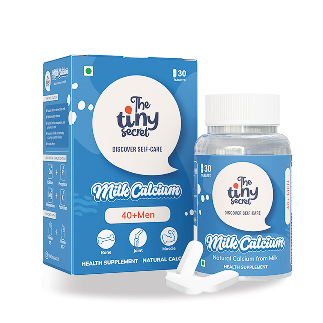 Milk Calcium Tablets for 40+ Men| 30 Tablets | Pack of 1