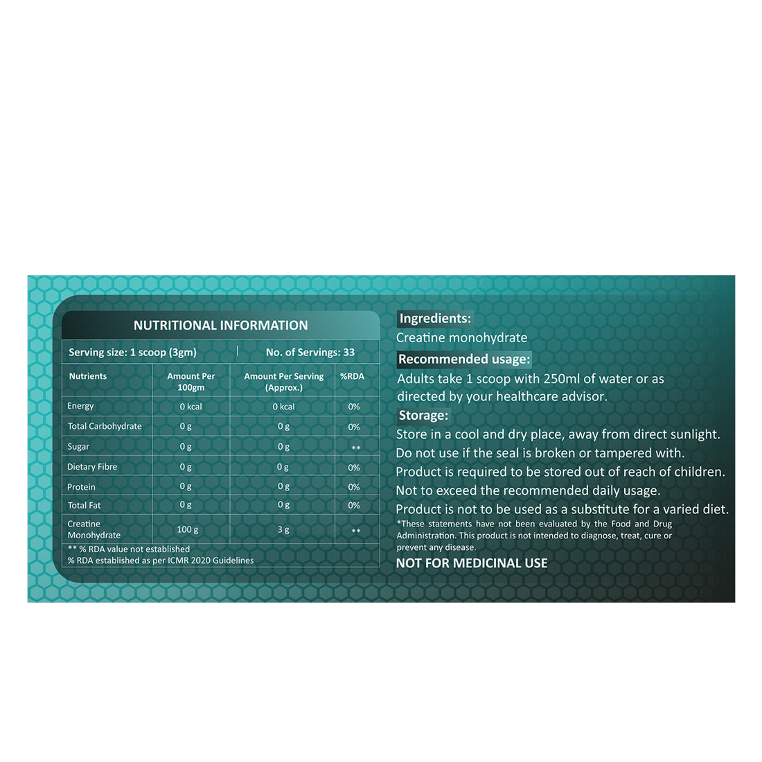 Creatine Monohydrate Powder | 100g | Pack of 1