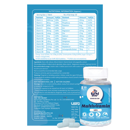 Multivitamin Tablets for Men | 30 Tablets | The Tiny Secret