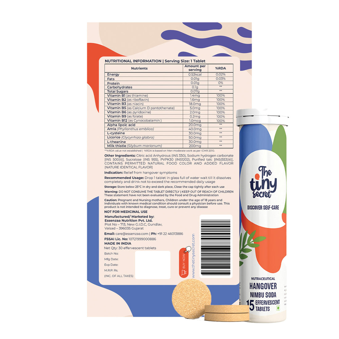Hangover Relief Effervescent Tablet  | The Tiny Secrets