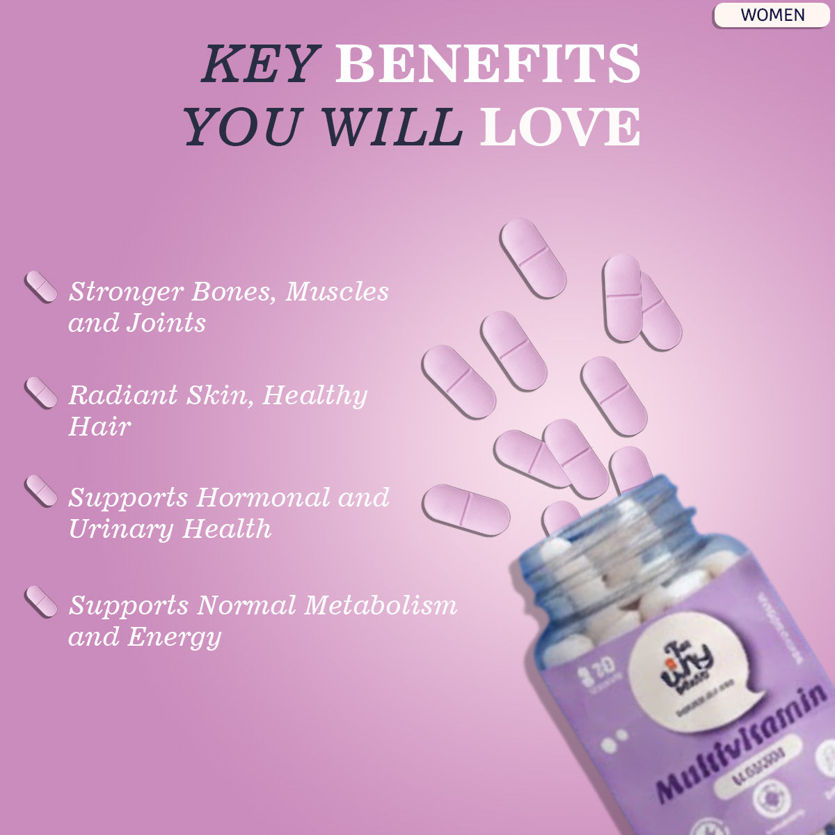 Multivitamin Tablets for Women | 30 Tablets | The Tiny Secret