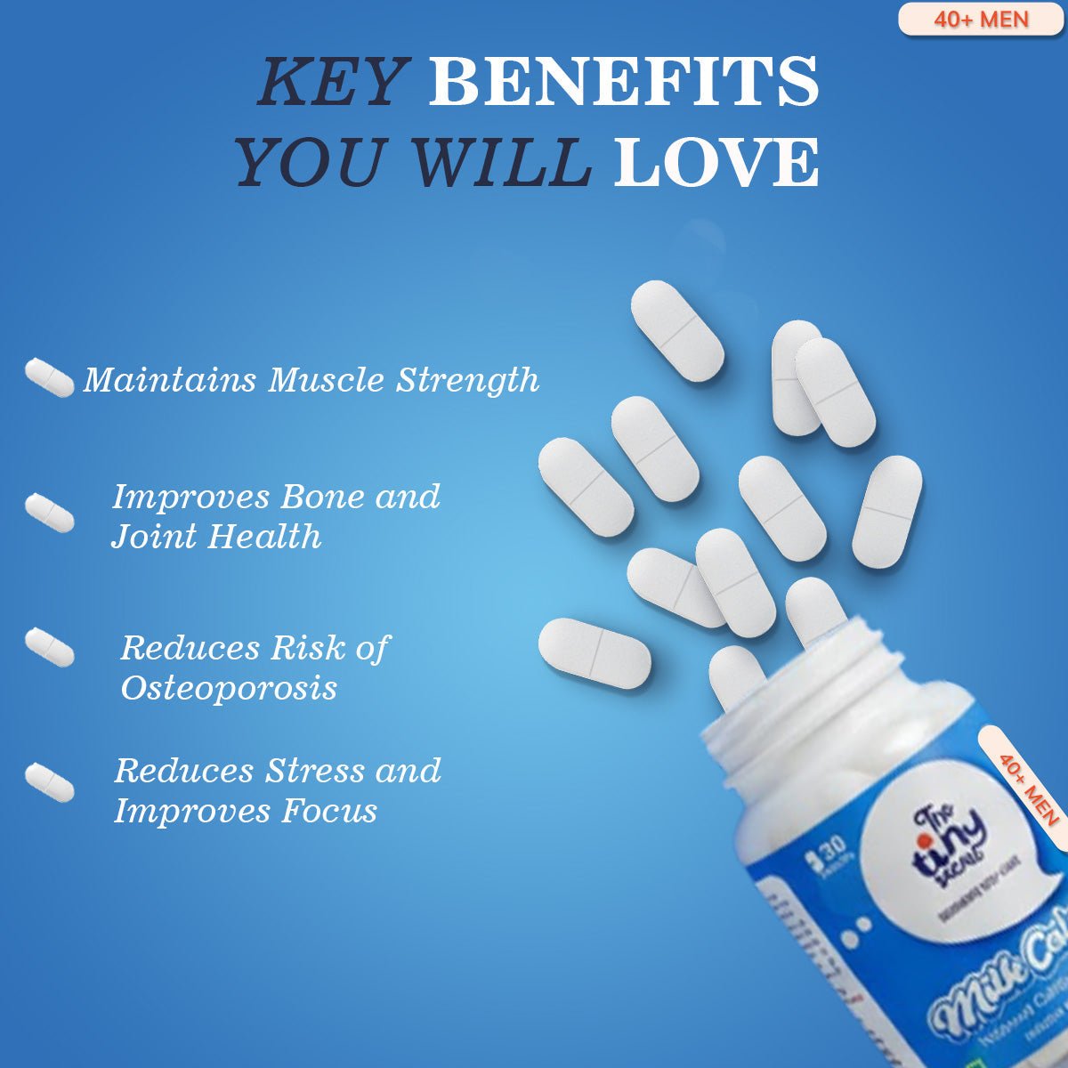Milk Calcium Tablets for 40+ Men| 30 Tablets | Pack of 1 - The Tiny Secret