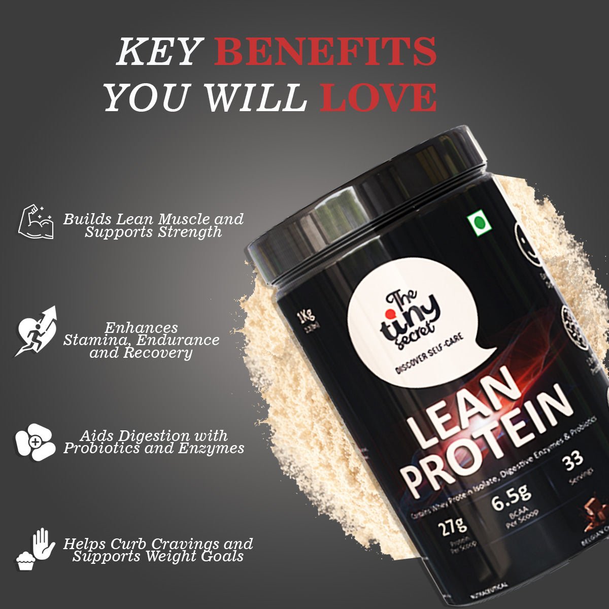 Buy Lean Protein Powder Online | 1KG | Pack of 1 - The Tiny Secret