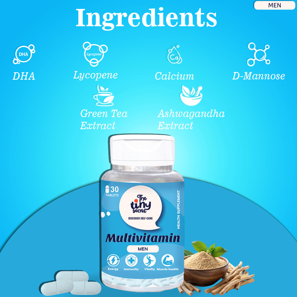 Multivitamin Tablets for Men | 30 Tablets | The Tiny Secret