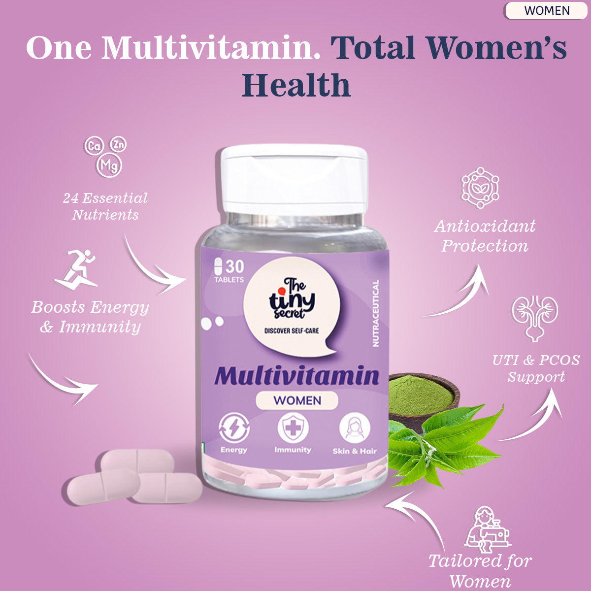 Multivitamin Tablets for Women | 30 Tablets | The Tiny Secret