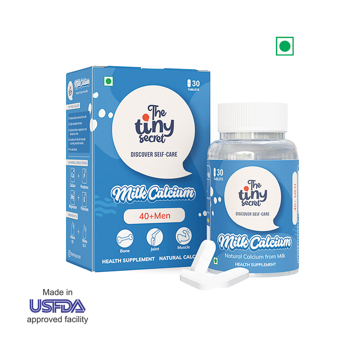 Milk Calcium Tablets for 40+ Men| 30 Tablets | Pack of 1