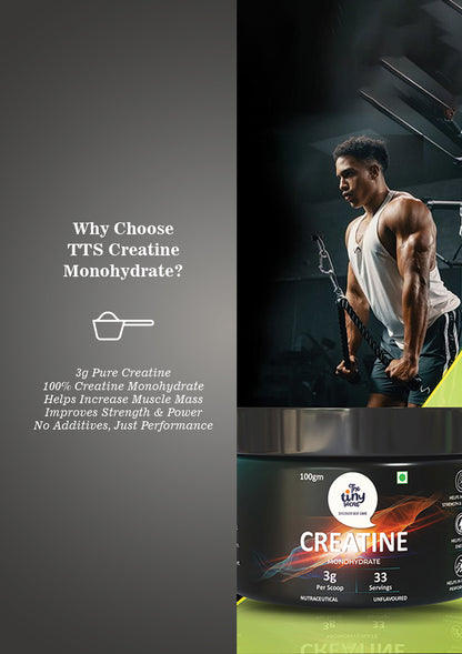 TTS Creatine Monohydrate: 100g (33 Servings) | Pure Performance Fuel