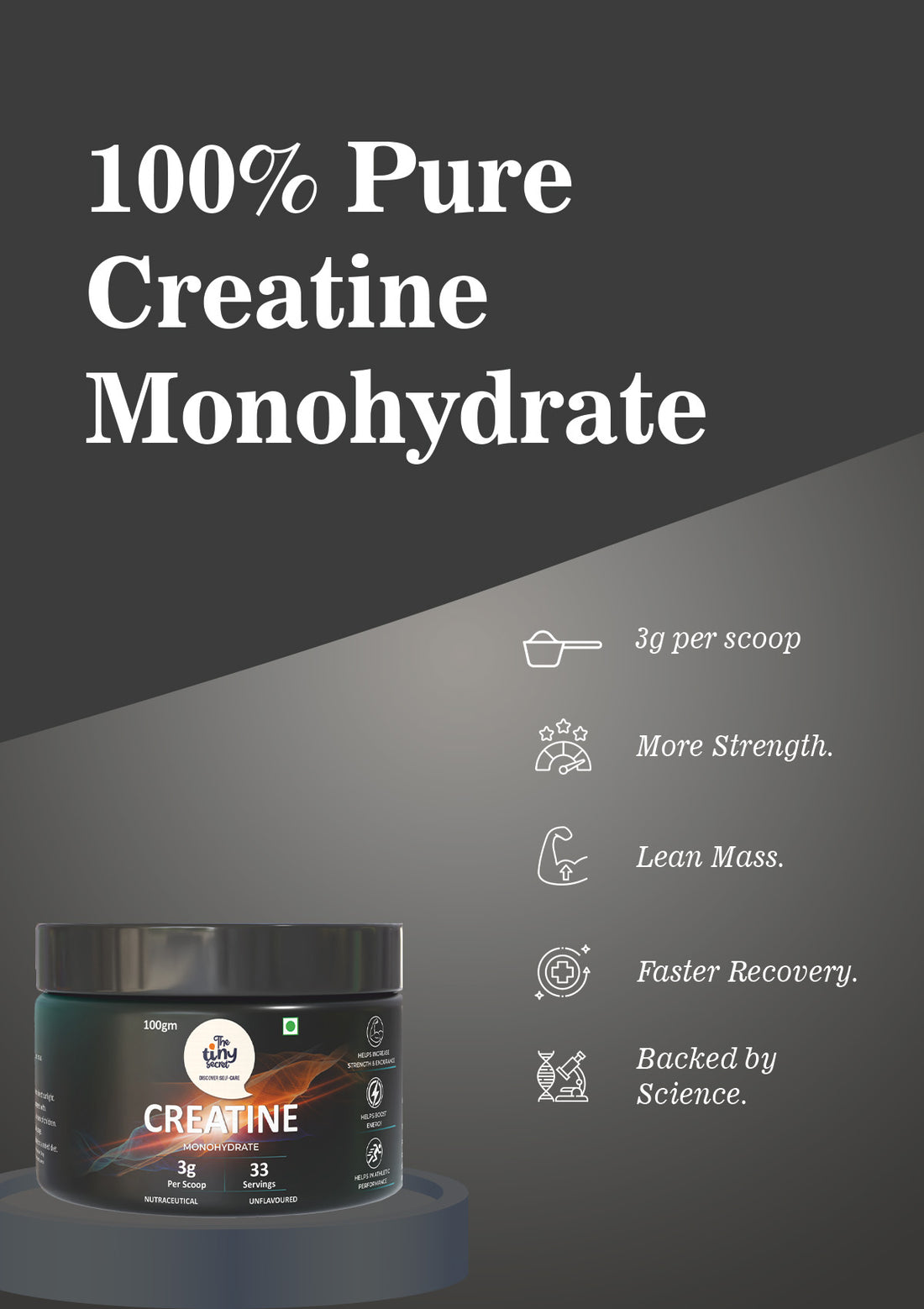 TTS Creatine Monohydrate: 100g (33 Servings) | Pure Performance Fuel
