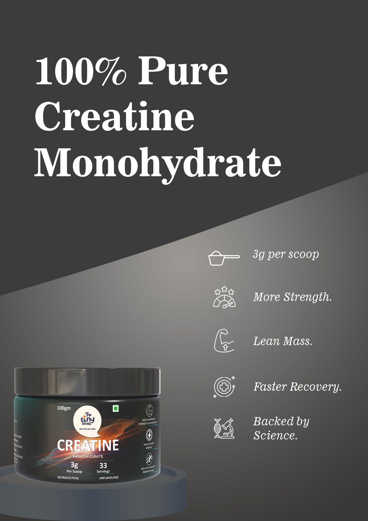 TTS Creatine Monohydrate: 100g (33 Servings) | Pure Performance Fuel
