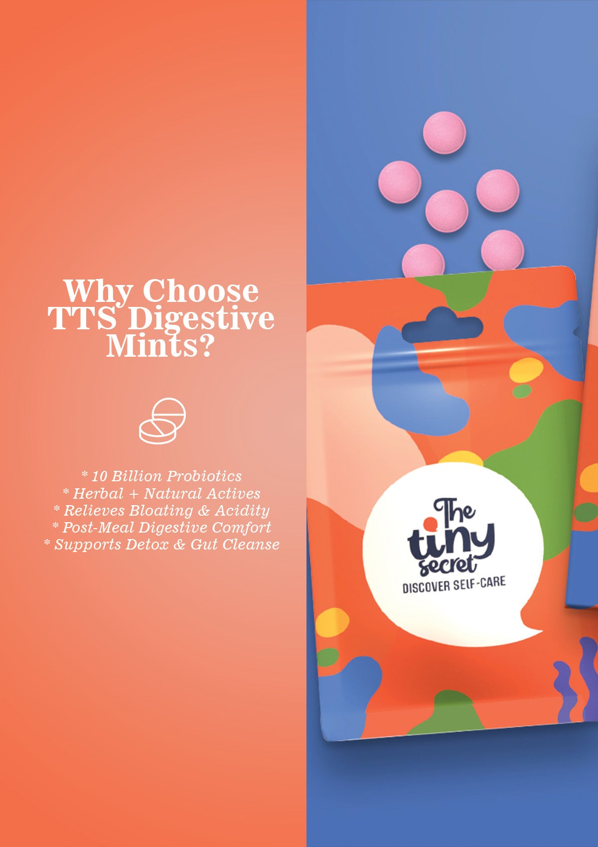 TTS Digestive Mints | Meetha Paan Flavored | 10 Billion Probiotics for Gut Health