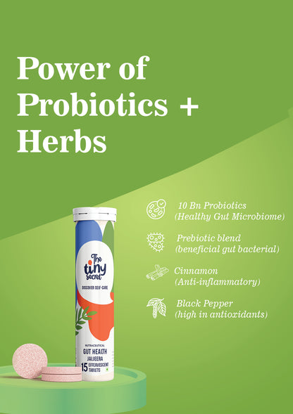 TTS Gut Health | 30 Effervescent Tablets | 10 Billion Probiotics | Jal Jeera Flavour