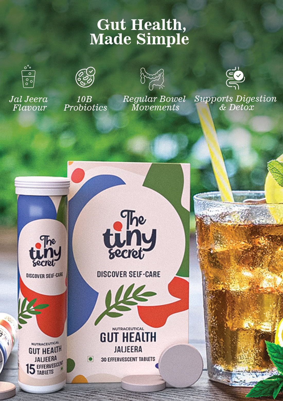 TTS Gut Health | 30 Effervescent Tablets | 10 Billion Probiotics | Jal Jeera Flavour