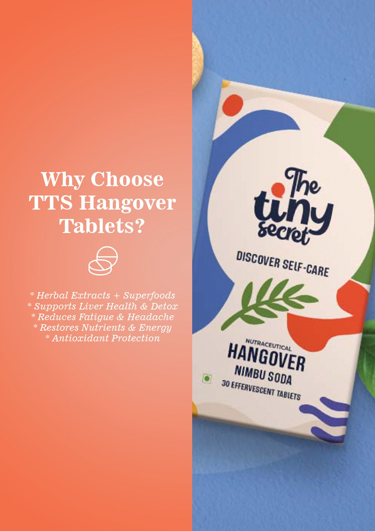 TTS Hangover Effervescent Tablets | Herbal Nimbu Soda for Recovery