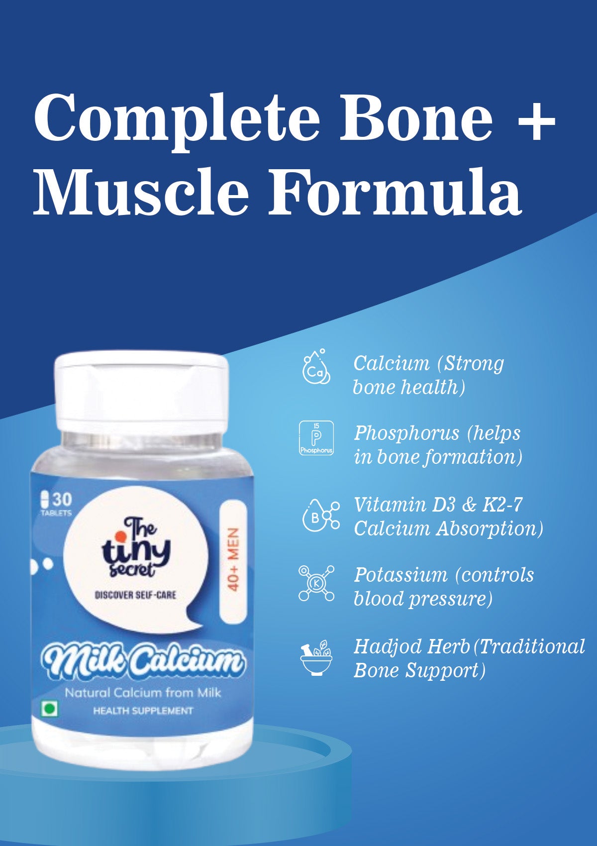TTS Milk Calcium 40+ Men | Natural Milk Calcium | Bone, Muscle & Joint Support