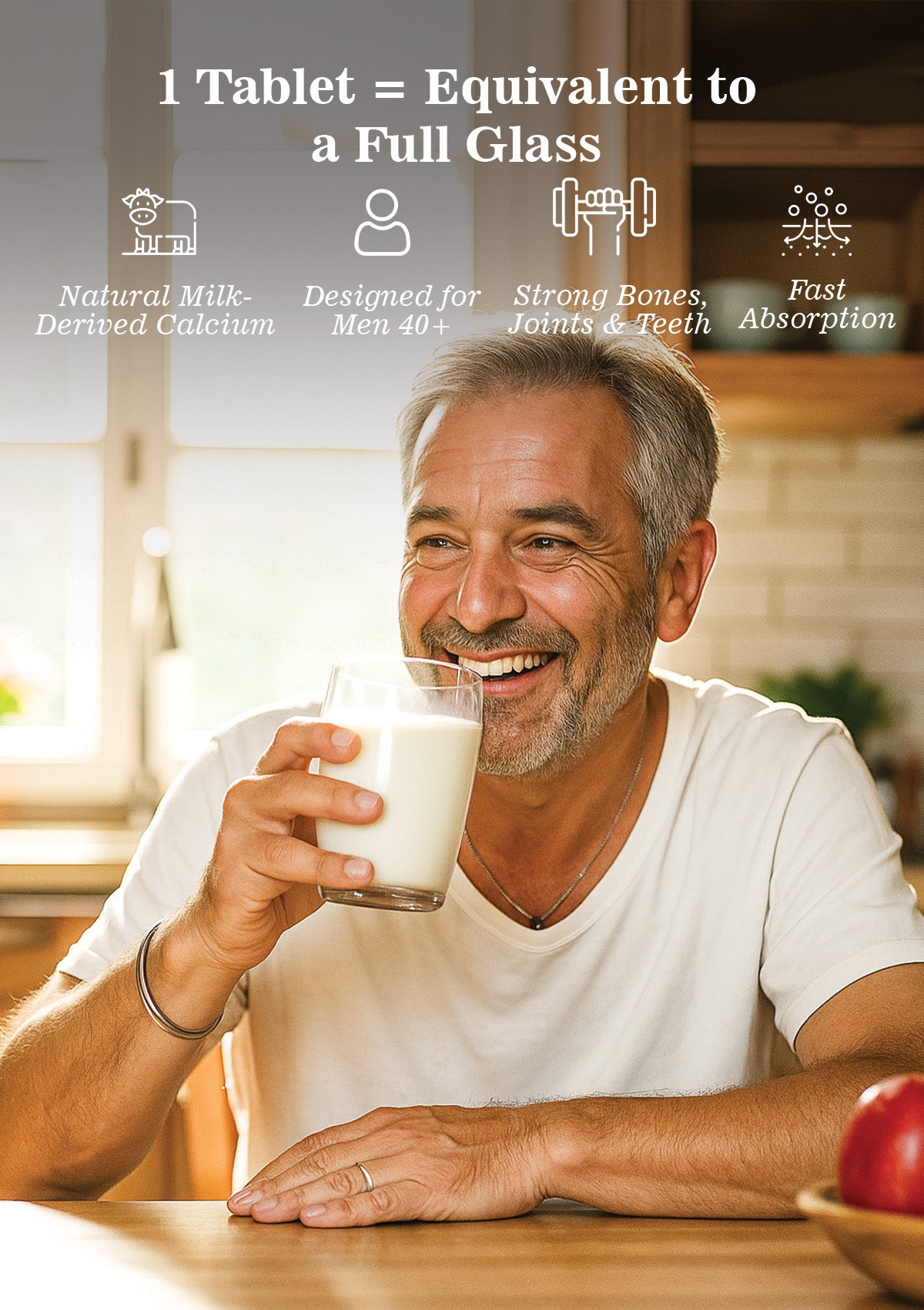 TTS Milk Calcium 40+ Men | Natural Milk Calcium | Bone, Muscle & Joint Support