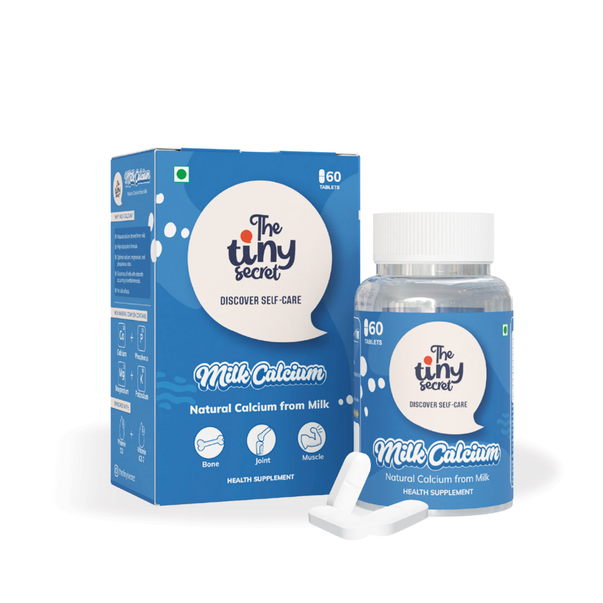 Natural Milk Calcium | For Bone and Joint Health | 60 Tablets | Pack of 1