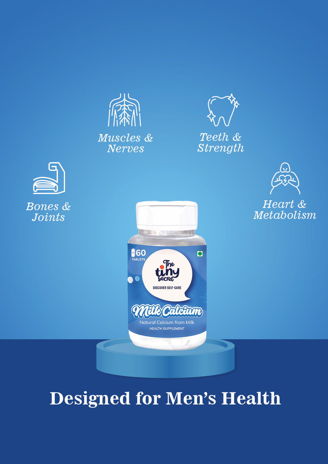 TTS Milk Calcium | Natural Milk Calcium Tablets | 60 Tablets | Bone, Joint &amp; Muscle Support