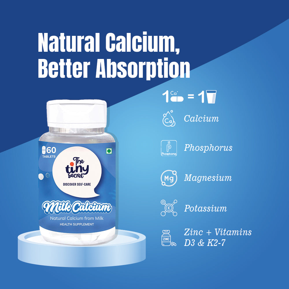 Natural Milk Calcium | For Bone and Joint Health | 60 Tablets | Pack of 1