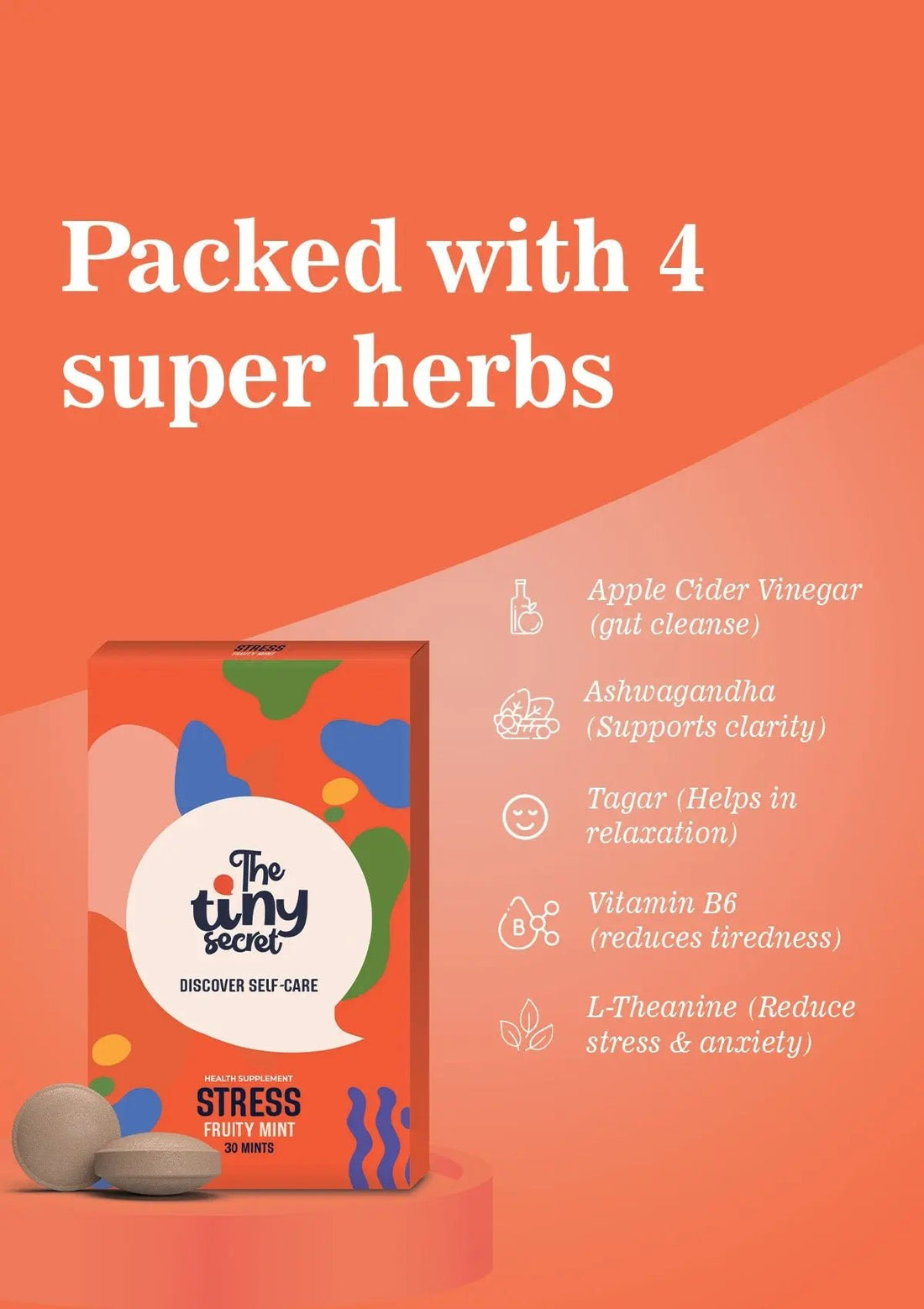 Stress Relief Mints | Releases Stress | Promotes Calm Mind - 30 Tablets - The Tiny Secret