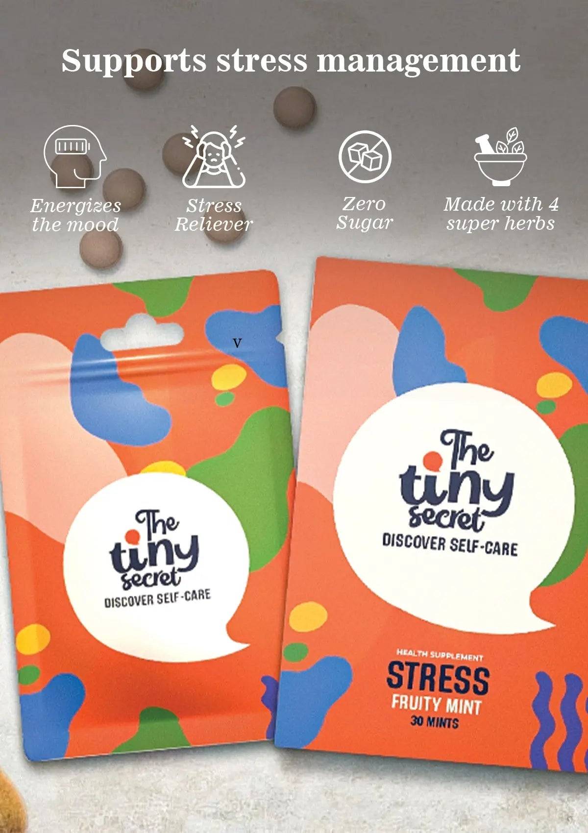 Stress Relief Mints | Releases Stress | Promotes Calm Mind - 30 Tablets - The Tiny Secret