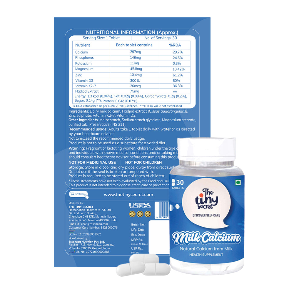 Milk Calcium Tablets | Natural Milk Calcium | The Tiny Secret