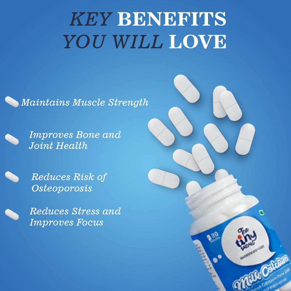 Milk Calcium Tablets | For Bone and Joints Health | 30 Tablets | Pack of 1 | The Tiny Secret