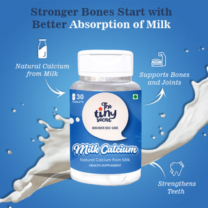 Milk Calcium Tablets | For Bone and Joints Health | 30 Tablets | Pack of 1 | The Tiny Secret
