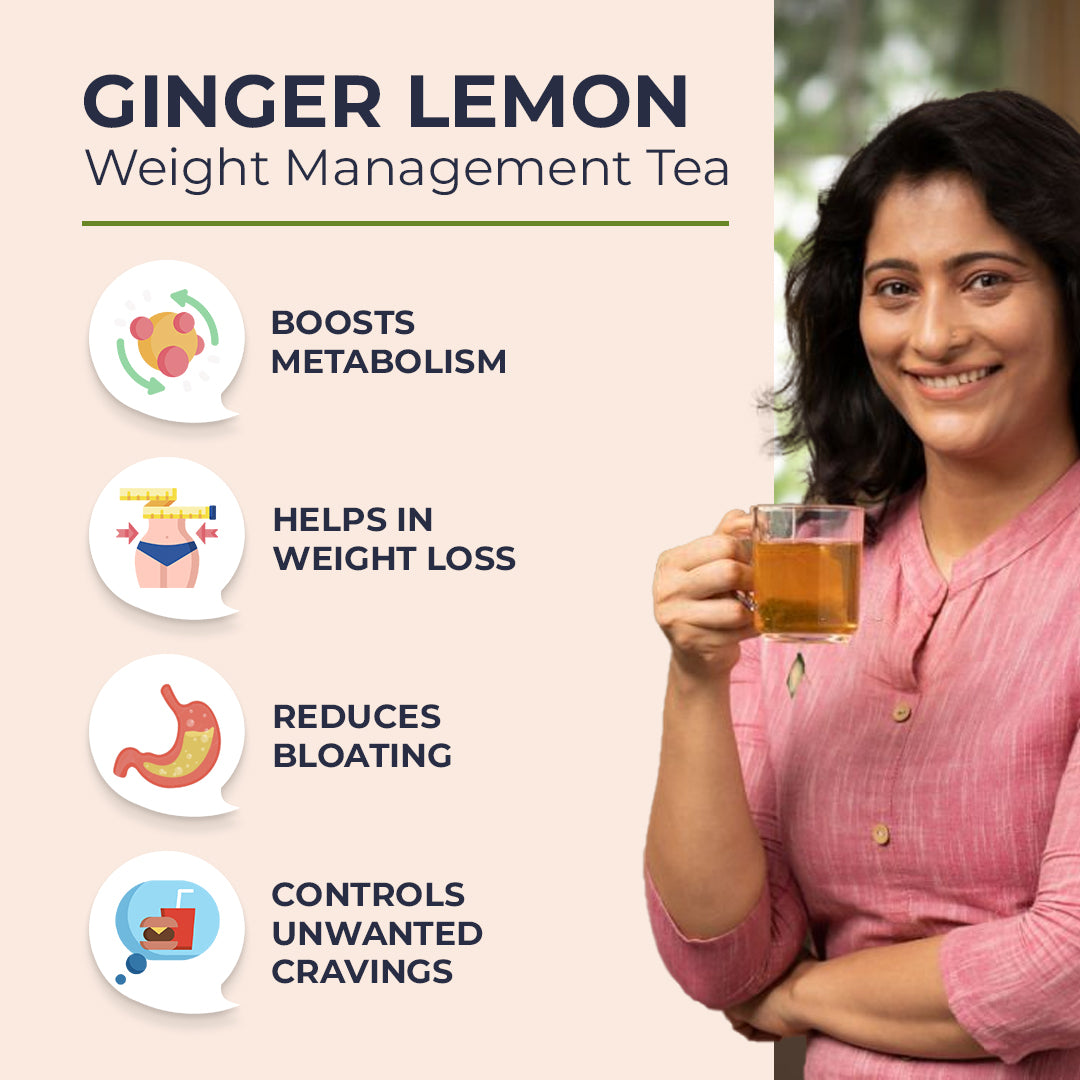 Weight Management Ginger Lemon Tea | Helps boosts Metabolism &amp; curb Appetite | 30 sachet